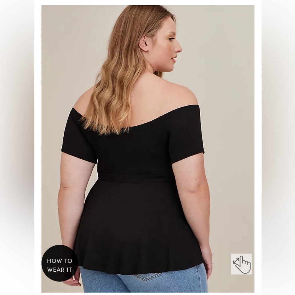 Torrid Babydoll Super Soft Tie-Front Off-Shoulder Top Size 0X NWT - Picture 2 of 6